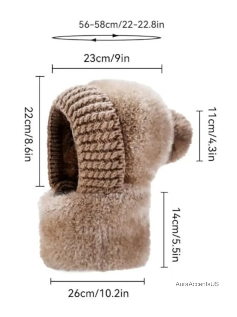 Fleece Lined Knitted Beanie Hat Winter Scarf Face Mask Set Windproof Balaclava